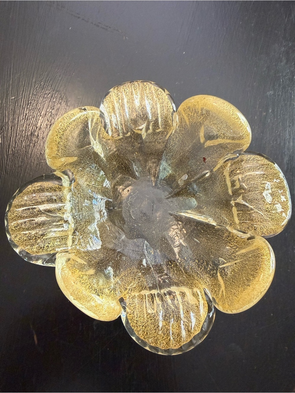 Murano Art Glass Flower Decorative Bowl - Gold